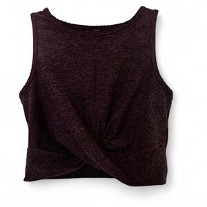 Elegant Twist Front Crop Top - Dark Purple